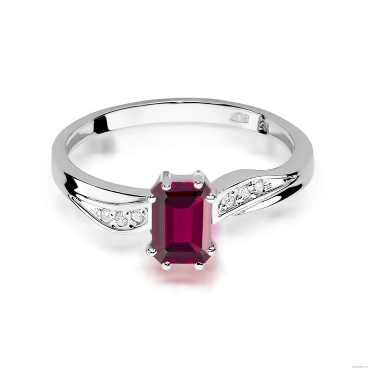 Pierścionek W094 Granat 0,70ct białe złoto