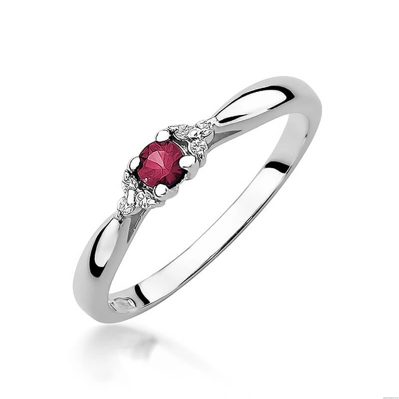 Pierścionek W428 Rubin 0,15ct białe złoto