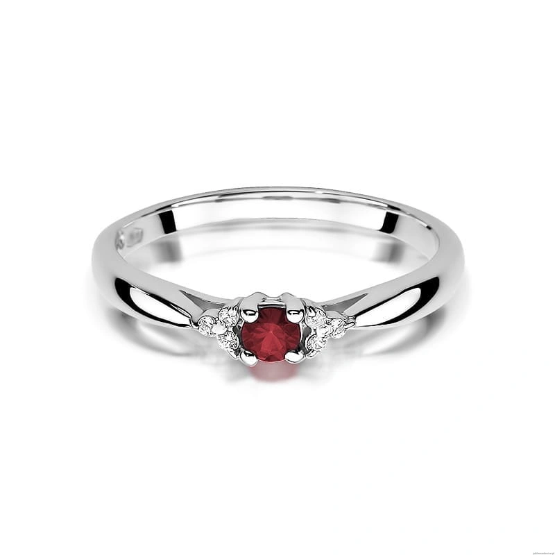 Pierścionek W428 Rubin 0,15ct białe złoto