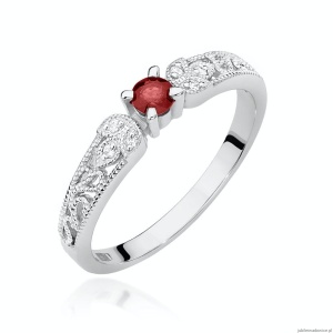 Pierścionek W411 Rubin 0,10ct białe złoto