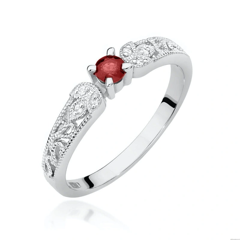 Pierścionek W411 Rubin 0,10ct białe złoto