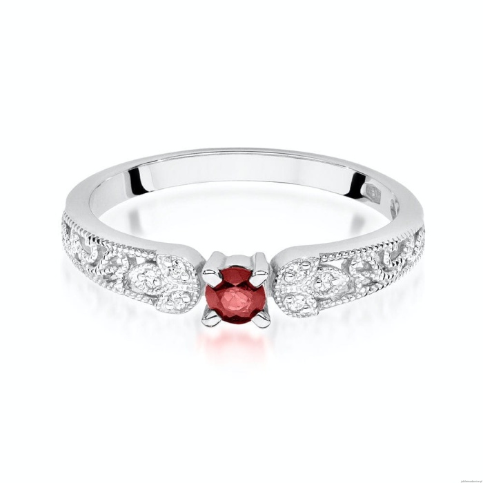 Pierścionek W411 Rubin 0,10ct białe złoto