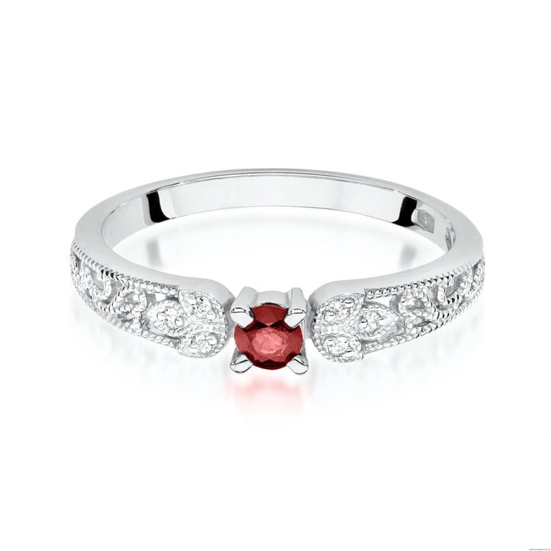 Pierścionek W411 Rubin 0,10ct białe złoto