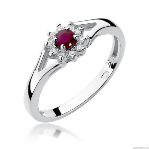 Pierścionek W185 Rubin 0,15ct białe złoto