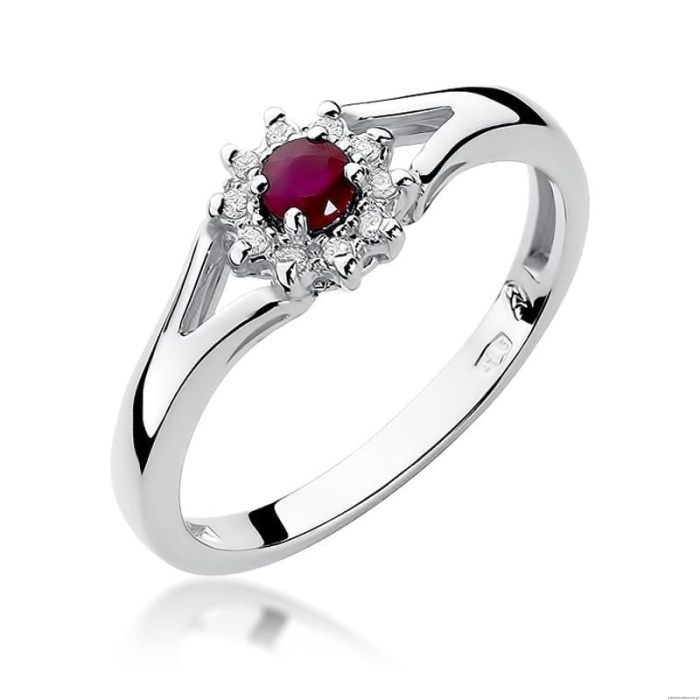 Pierścionek W185 Rubin 0,15ct białe złoto