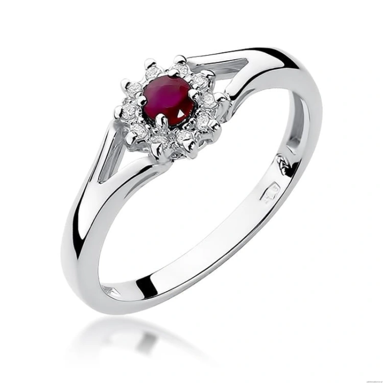 Pierścionek W185 Rubin 0,15ct białe złoto