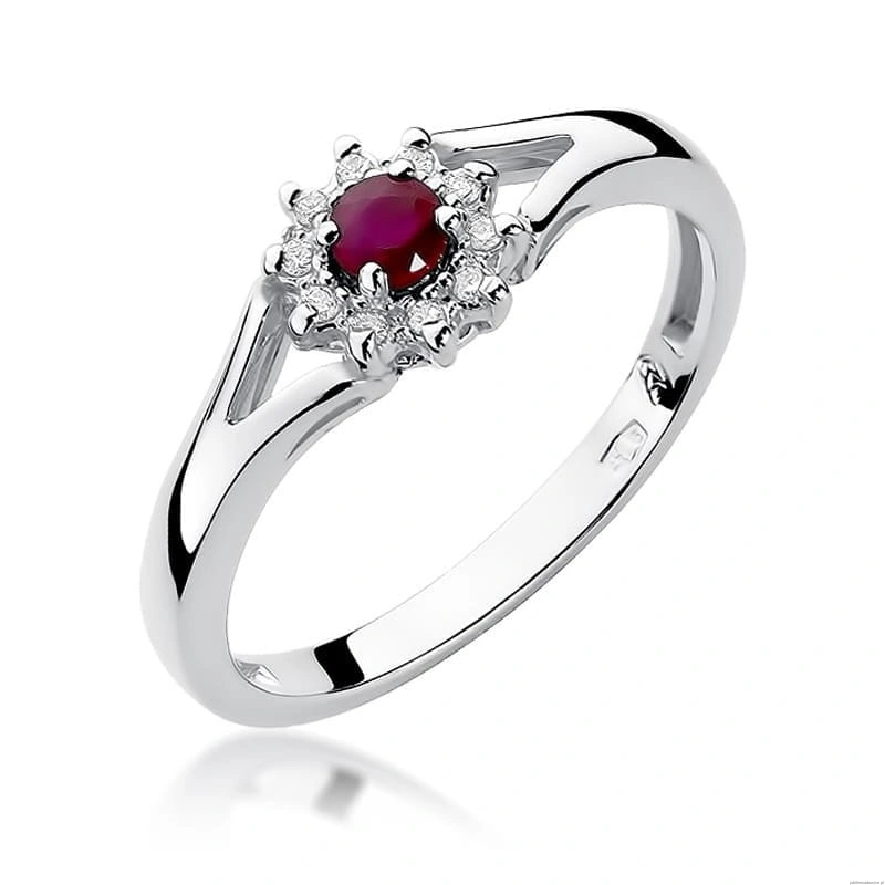 Pierścionek W185 Rubin 0,15ct białe złoto