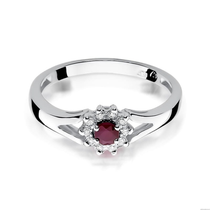 Pierścionek W185 Rubin 0,15ct białe złoto