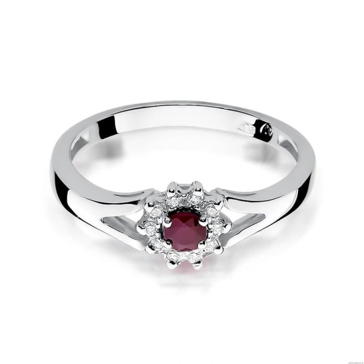 Pierścionek W185 Rubin 0,15ct białe złoto