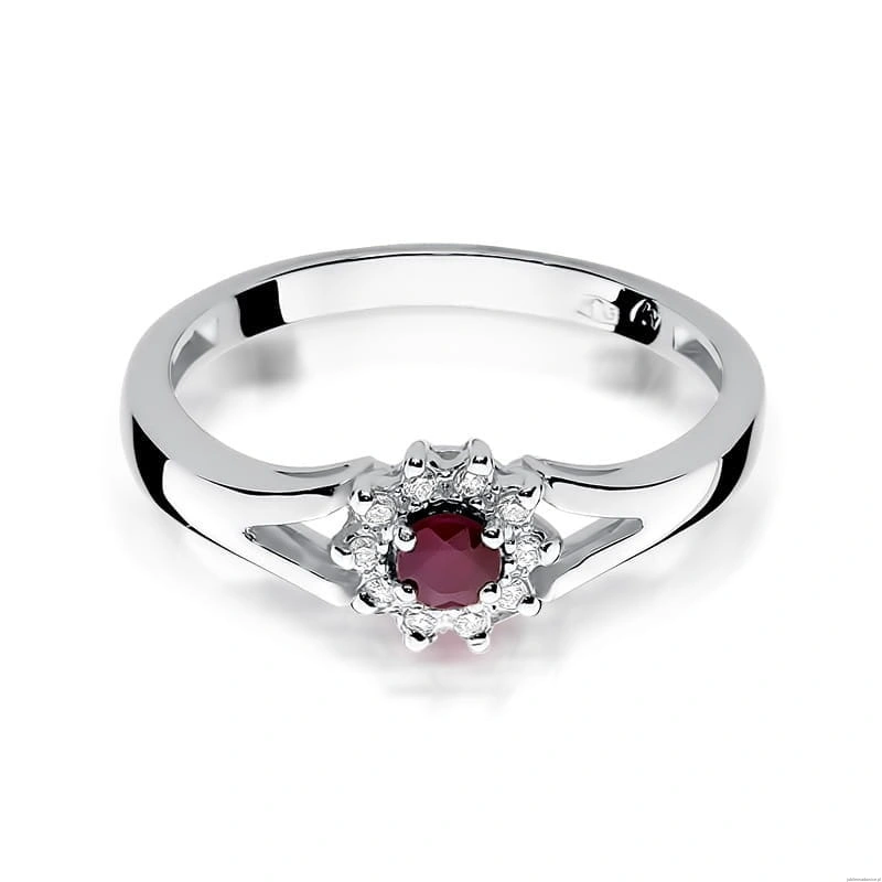 Pierścionek W185 Rubin 0,15ct białe złoto