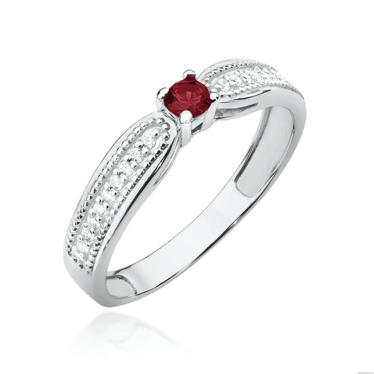 Pierścionek W449 Rubin 0,15ct białe złoto