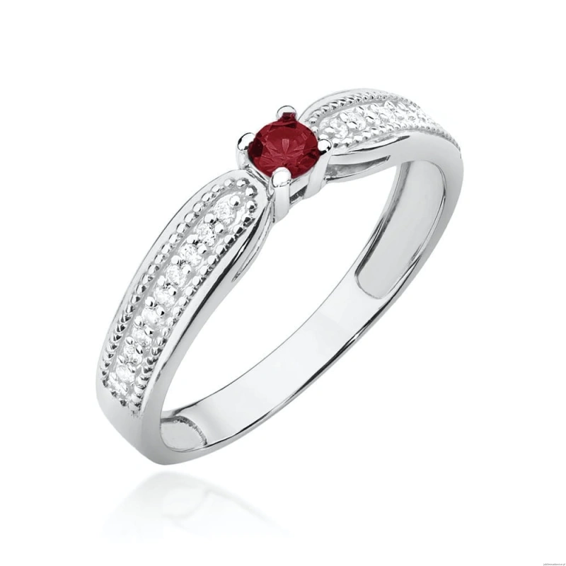 Pierścionek W449 Rubin 0,15ct białe złoto