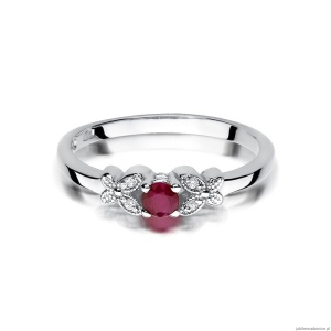 Pierścionek W414 Rubin 0,15ct białe złoto