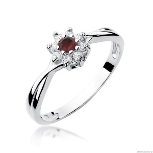 Pierścionek W072 Rubin 0,15ct białe złoto