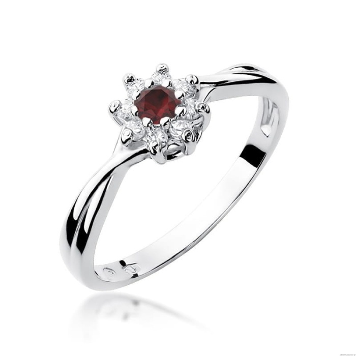Pierścionek W072 Rubin 0,15ct białe złoto