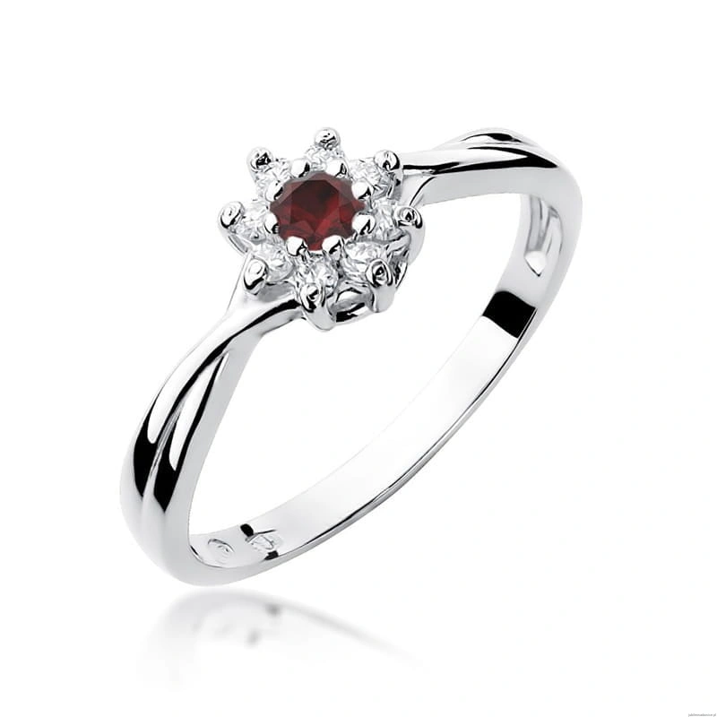 Pierścionek W072 Rubin 0,15ct białe złoto