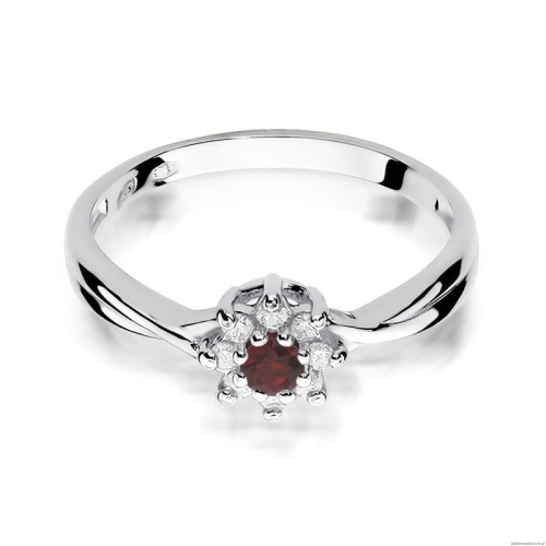 Pierścionek W072 Rubin 0,15ct białe złoto