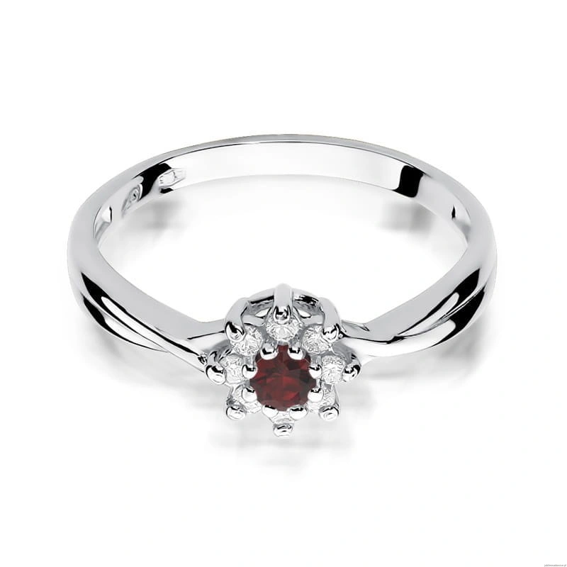 Pierścionek W072 Rubin 0,15ct białe złoto