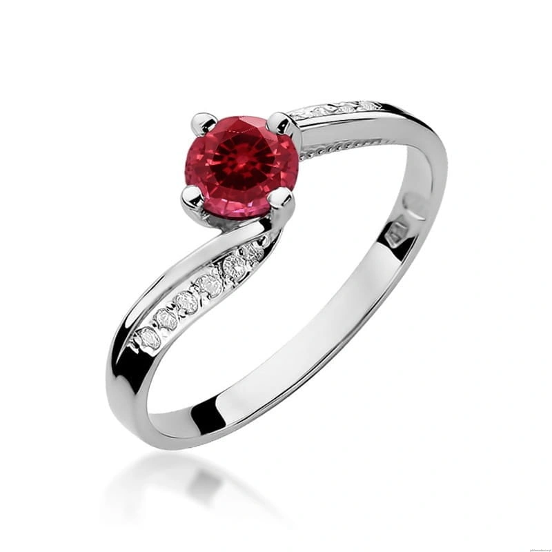 Pierścionek W084 Rubin 0,60ct białe złoto