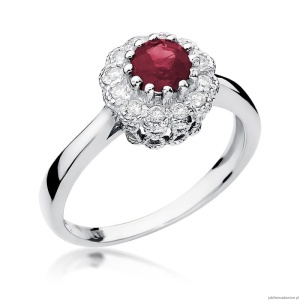 Pierścionek W284 Rubin 0,60ct białe złoto