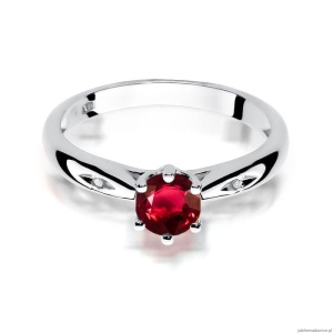 Pierścionek W074 Rubin 0,60ct białe złoto