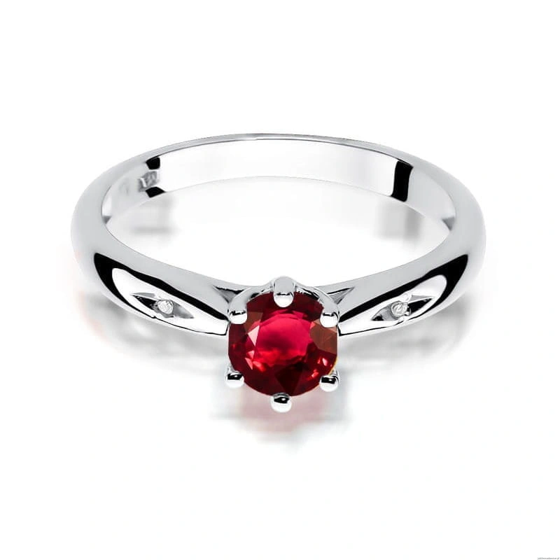 Pierścionek W074 Rubin 0,60ct białe złoto