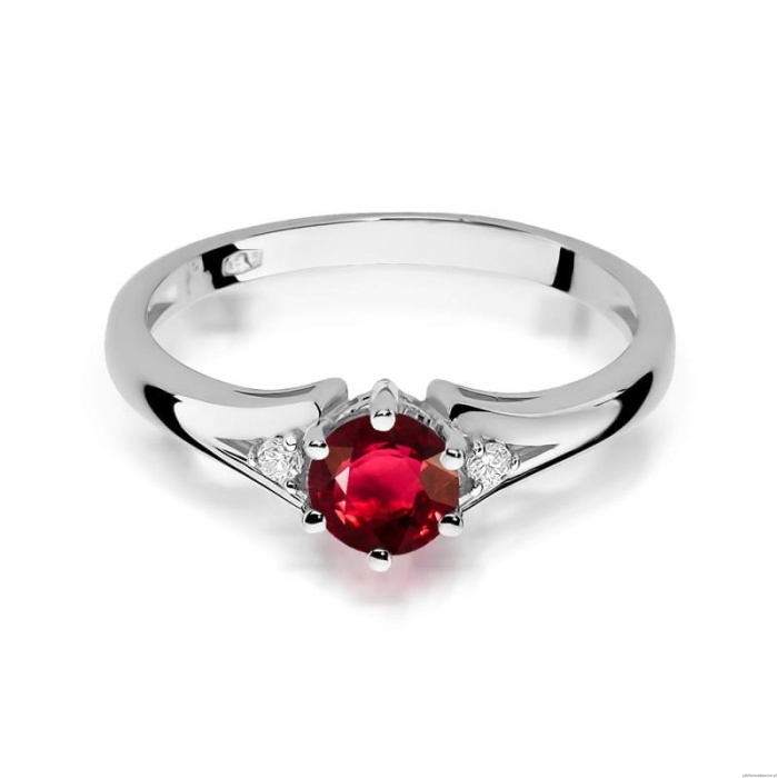 Pierścionek W0076 Rubin 0,60ct białe złoto