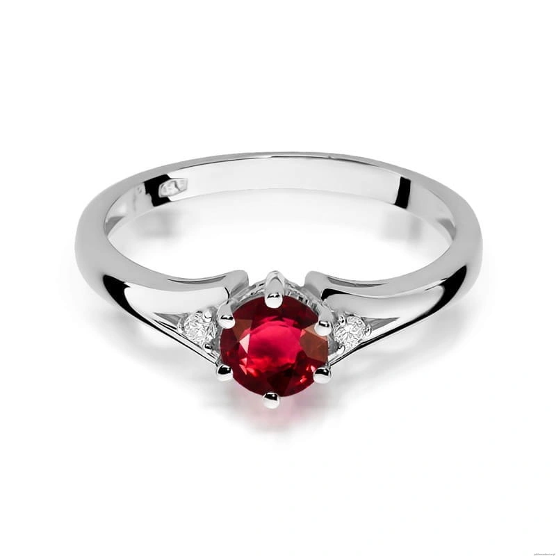 Pierścionek W0076 Rubin 0,60ct białe złoto