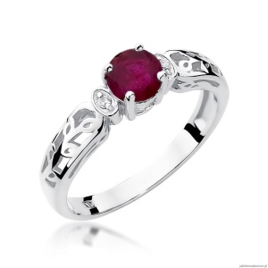 Pierścionek W014 Rubin 0,60ct białe złoto