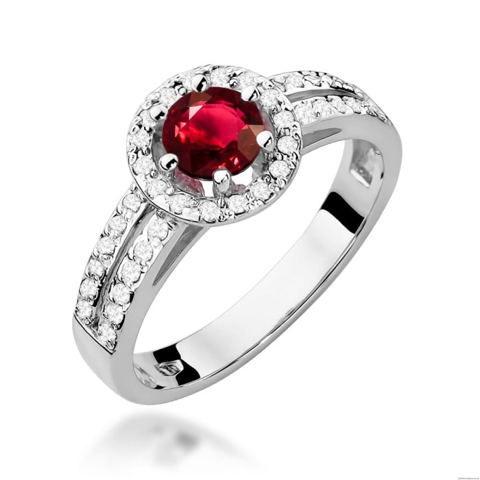 Pierścionek W087 Rubin 0,60ct białe złoto
