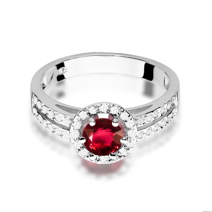Pierścionek W087 Rubin 0,60ct białe złoto