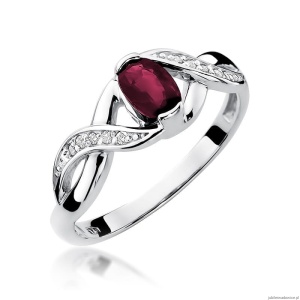 Pierścionek W028 Rubin 0,60ct białe złoto