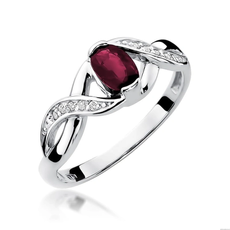 Pierścionek W028 Rubin 0,60ct białe złoto