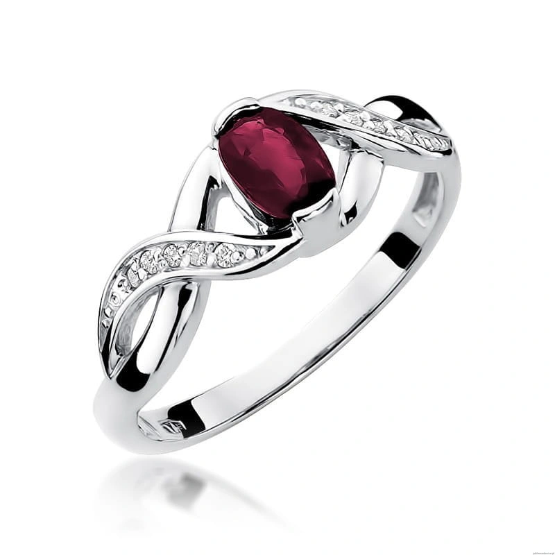 Pierścionek W028 Rubin 0,60ct białe złoto
