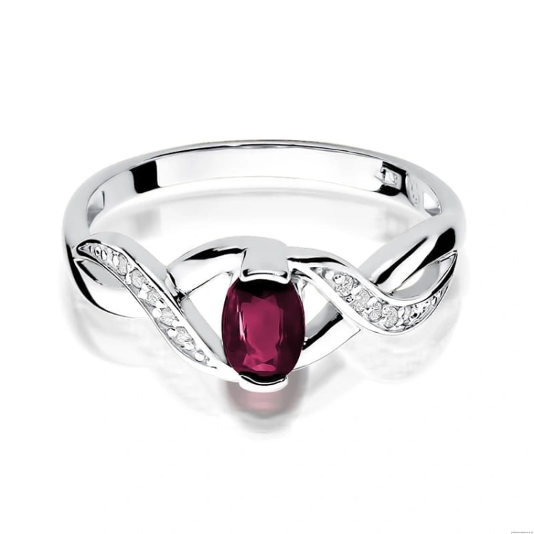 Pierścionek W028 Rubin 0,60ct białe złoto