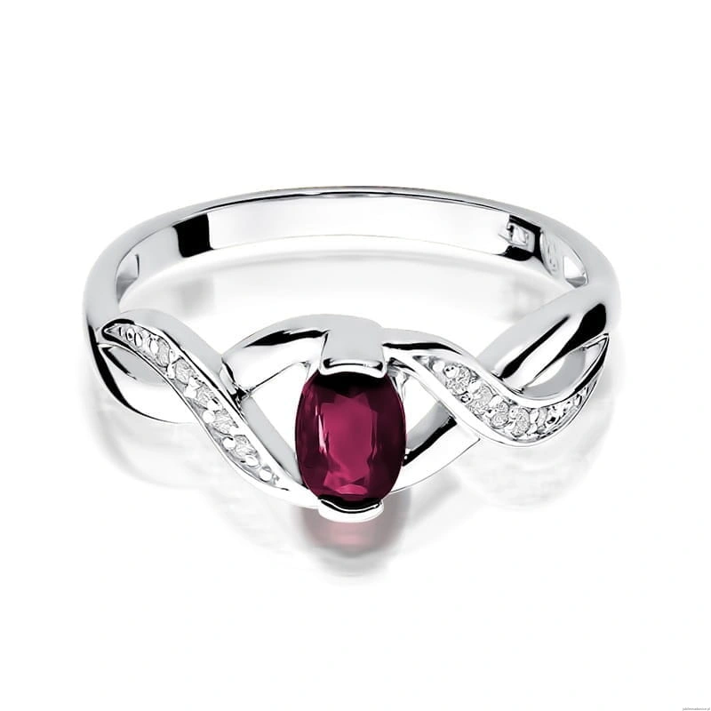 Pierścionek W028 Rubin 0,60ct białe złoto