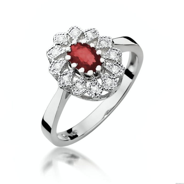 Pierścionek W354 Rubin 0,60ct białe złoto
