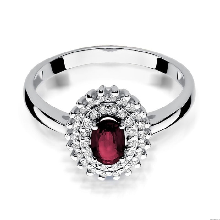 Pierścionek W303 Rubin 0,60ct białe złoto