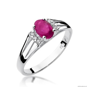 Pierścionek W005 Rubin 0,60ct białe złoto