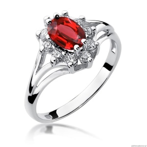 Pierścionek W037 Rubin 1,00ct białe złoto
