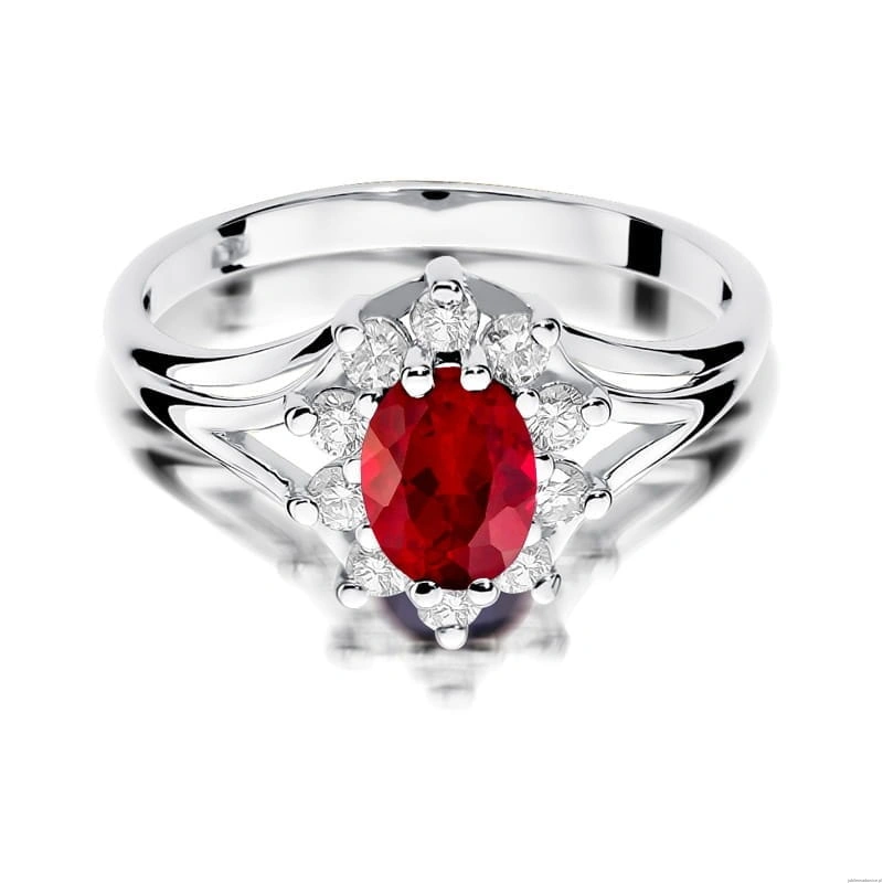 Pierścionek W037 Rubin 1,00ct białe złoto