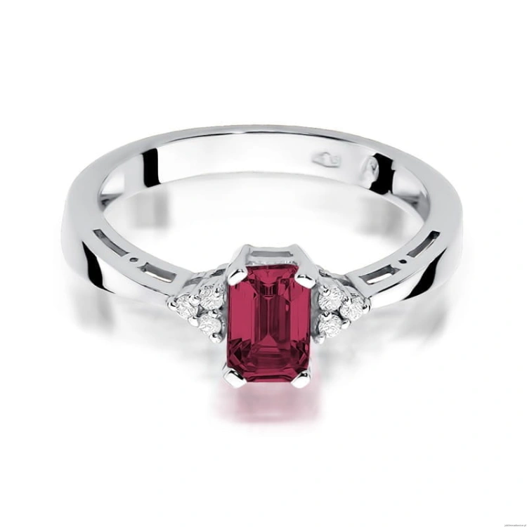 Pierścionek W002 Rubin 0,80ct białe złoto