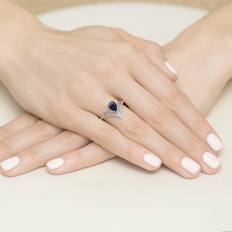 Pierścionek W487 Szafir 0,60ct białe złoto