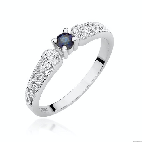 Pierścionek W411 Szafir 0,10ct białe złoto