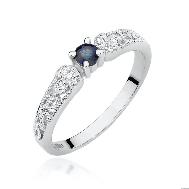 Pierścionek W411 Szafir 0,10ct białe złoto