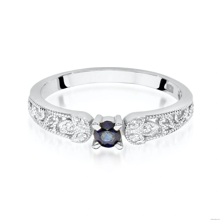 Pierścionek W411 Szafir 0,10ct białe złoto