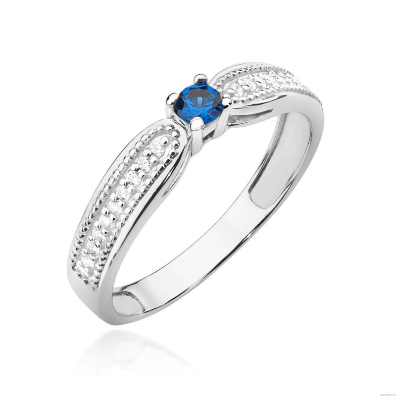 Pierścionek W449 Szafir 0,15ct białe złoto
