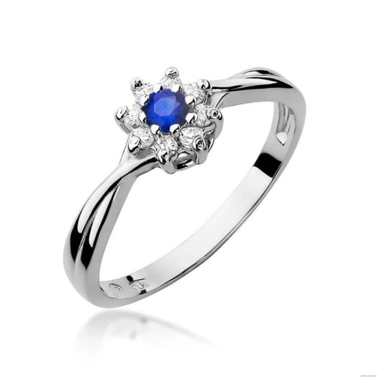 Pierścionek W072 Szafir 0,15ct białe złoto