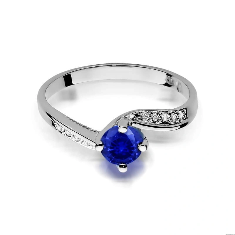 Pierścionek W084 Szafir 0,50ct białe złoto