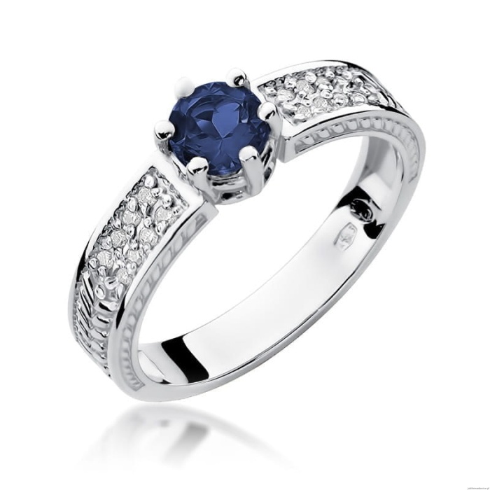 Pierścionek W075 Szafir 0,50ct białe złoto